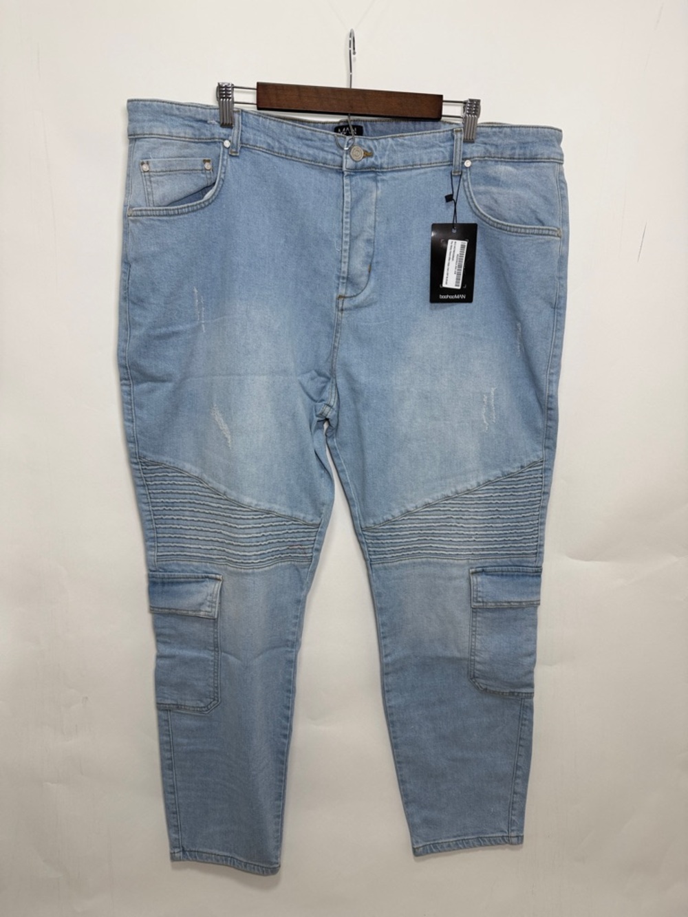 Light Blue Slim Moto Cargo Jeans